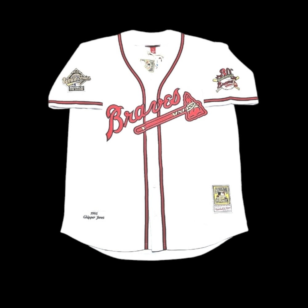 Chipper Jones Jersey Atlanta Braves 1995 World Series Throwback Stitched NEW ❤️ - Picture 2 of 4